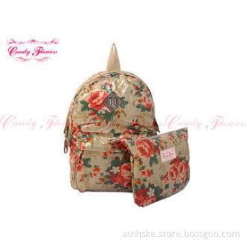 Fashionable PVC Waterproof Ladies Flower Print Backpack Flo
